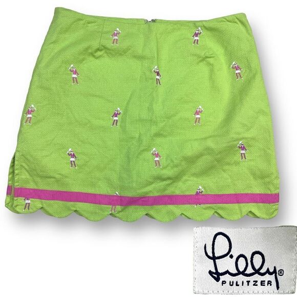 Lilly Pulitzer Skort Women 6 Green Mini Back Zipper Embroidered Tennis Sports - Picture 2 of 10